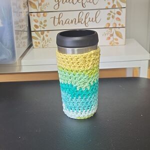 Homemade Multicolor Crochet Coffee Cozy
